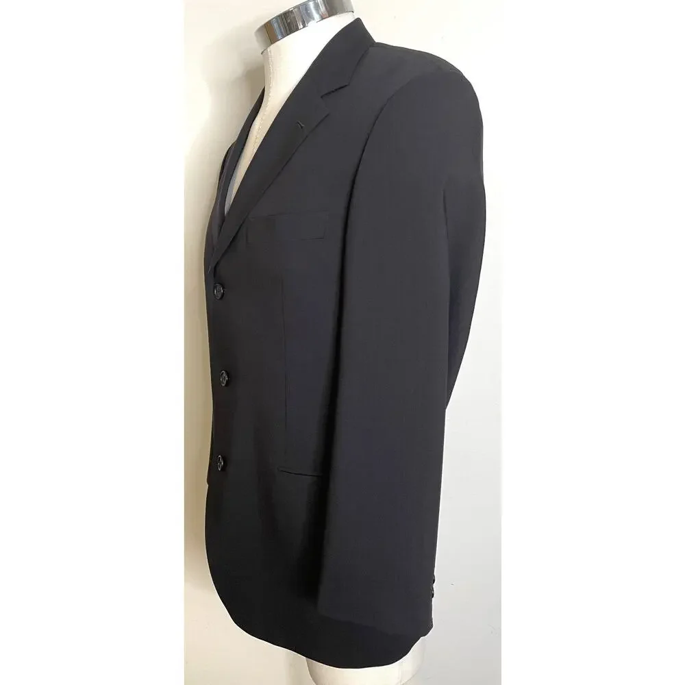 Hugo Boss Pant Suit Mens 38R Black Wool Jacket Pants Einstein Fit Lightweight